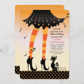 Halloween Birthday Girl Invitation Kaart (Voorkant / Achterkant)