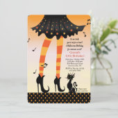 Halloween Birthday Girl Invitation Kaart (Staand voorkant)