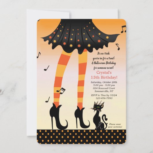 Halloween Birthday Girl Invitation Kaart (Voorkant)