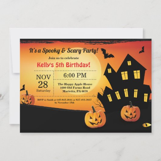 Halloween Birthday Invitation Costume Party Kaart (Voorkant)