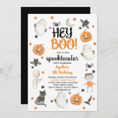 HALLOWEEN BIRTHDAY INVITATION HEY BOO GHOST KAART (Voorkant / Achterkant)