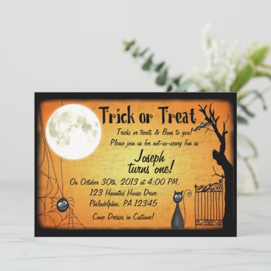 Halloween Birthday Invitation Kaart (Staand voorkant)