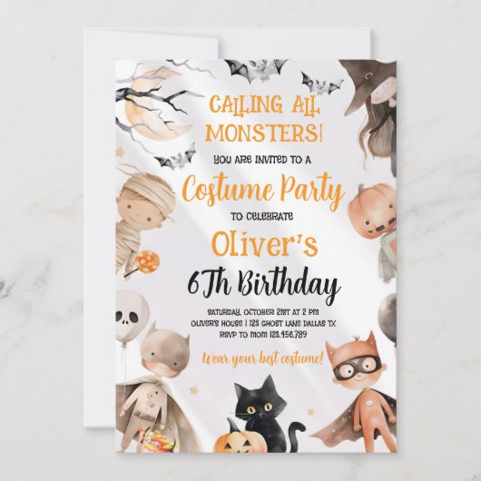 Halloween Birthday Invitation Kaart (Voorkant)