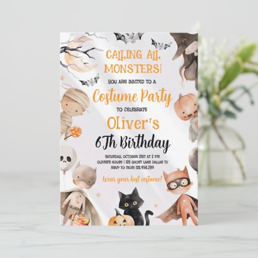 Halloween Birthday Invitation  Kaart (Staand voorkant)