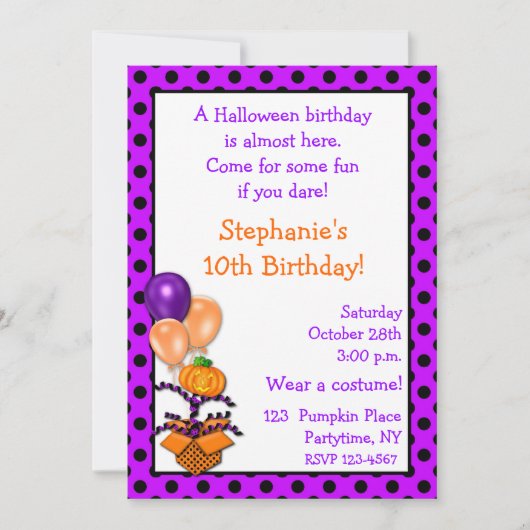 Halloween Birthday Invitation Kaart (Voorkant)