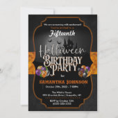 Halloween Birthday Invitation with spiderwebts Kaart (Voorkant)
