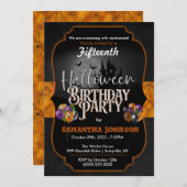 Halloween Birthday Invitation with spiderwebts Kaart (Voorkant / Achterkant)