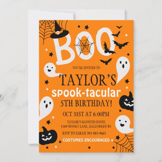 Halloween Birthday Invite, Halloween Invitation Kaart (Voorkant)