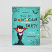 Halloween Birthday Invite Vampire Halloween Party Kaart (Staand voorkant)