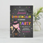 Halloween Birthday Invite Witch Halloween Party Kaart (Staand voorkant)