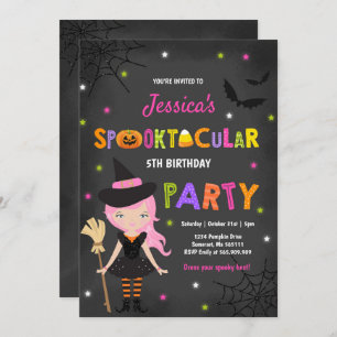 Halloween Birthday Invite Witch Halloween Party Kaart