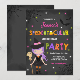 Halloween Birthday Invite Witch Halloween Party Kaart