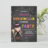 Halloween Birthday Invite Witch Halloween Party Kaart (Staand voorkant)
