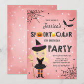Halloween Birthday Invite Witch Halloween Party Kaart (Voorkant / Achterkant)