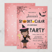 Halloween Birthday Invite Witch Halloween Party Kaart (Voorkant / Achterkant)