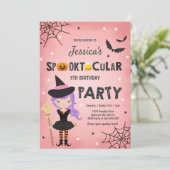 Halloween Birthday Invite Witch Halloween Party Kaart (Staand voorkant)