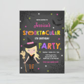 Halloween Birthday Invite Witch Halloween Party Kaart (Staand voorkant)