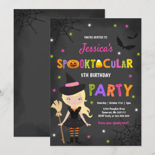 Halloween Birthday Invite Witch Halloween Party Kaart