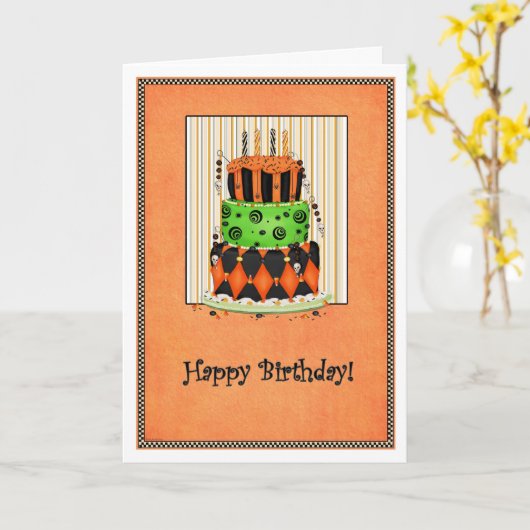 Halloween Birthday Kaart (Gele Bloem)