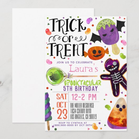 Halloween Birthday Kaart (Voorkant / Achterkant)