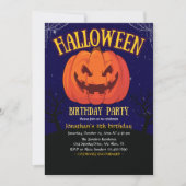 Halloween Birthday Kids Party Spooky Pumpkin Kaart (Voorkant)