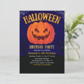 Halloween Birthday Kids Party Spooky Pumpkin Kaart (Staand voorkant)