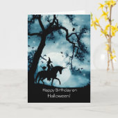 Halloween Birthday met heks en Unicorn Kaart (Gele Bloem)