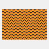 Halloween Birthday | Oranje en zwarte Chevron Inpakpapier Vel (Voorkant 3)