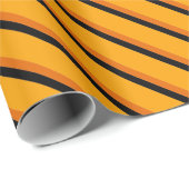 Halloween Birthday | Oranje en zwarte strepen Cadeaupapier (Rol Hoek)