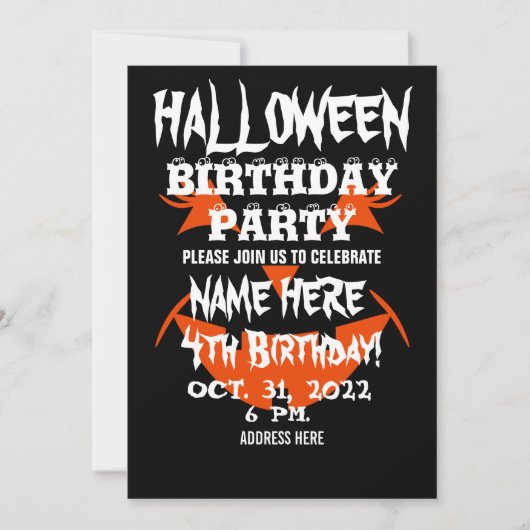 HALLOWEEN BIRTHDAY PARTIJ INVITATIE KAART (Voorkant)