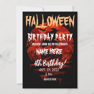 HALLOWEEN BIRTHDAY PARTIJ INVITATIE KAART