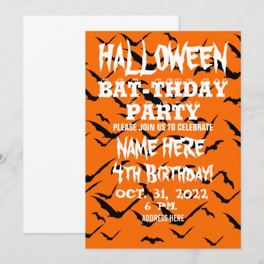 HALLOWEEN BIRTHDAY PARTY CELEBRATION INVITATION KAART (Voorkant / Achterkant)
