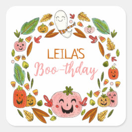 Halloween Birthday Party Favor Square Sticker