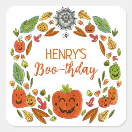 Halloween Birthday Party Favor Vierkante Sticker