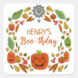 Halloween Birthday Party Favor Vierkante Sticker