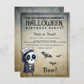 Halloween Birthday Party Grim Reaper Briefkaart (Voorkant / Achterkant)