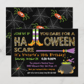 Halloween Birthday Party heks & caldron Kaart (Voorkant / Achterkant)