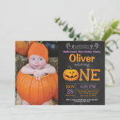 Halloween Birthday Party Invitation Foto Kaart (Staand voorkant)