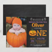 Halloween Birthday Party Invitation Foto Kaart (Voorkant / Achterkant)