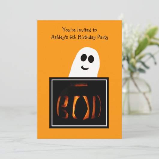 Halloween Birthday Party Invitation Kaart (Staand voorkant)