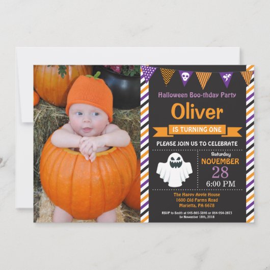 Halloween Birthday Party Invitation Kaart (Voorkant)
