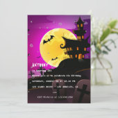 Halloween Birthday Party Invitation Kaart (Staand voorkant)