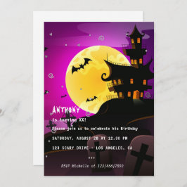 Halloween Birthday Party Invitation Kaart