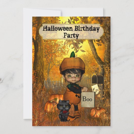 Halloween Birthday Party Invitation Kaart (Voorkant)