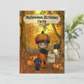 Halloween Birthday Party Invitation Kaart (Staand voorkant)