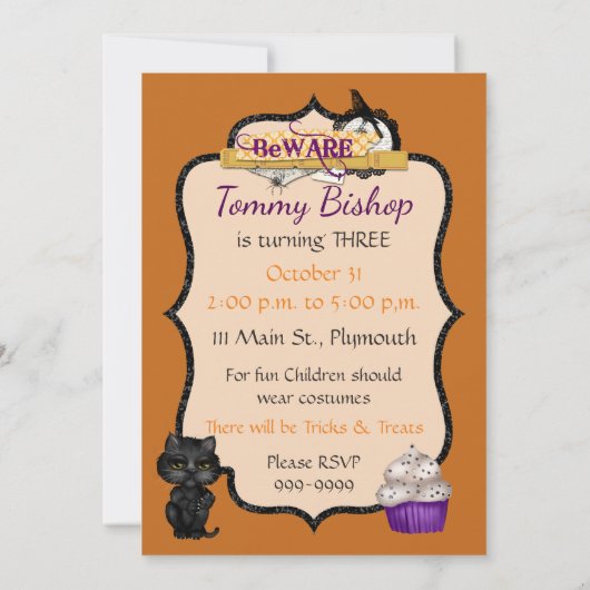 Halloween Birthday Party Invitation Kaart (Achterkant)