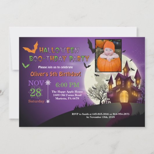 Halloween Birthday Party Invitation Kaart (Voorkant)