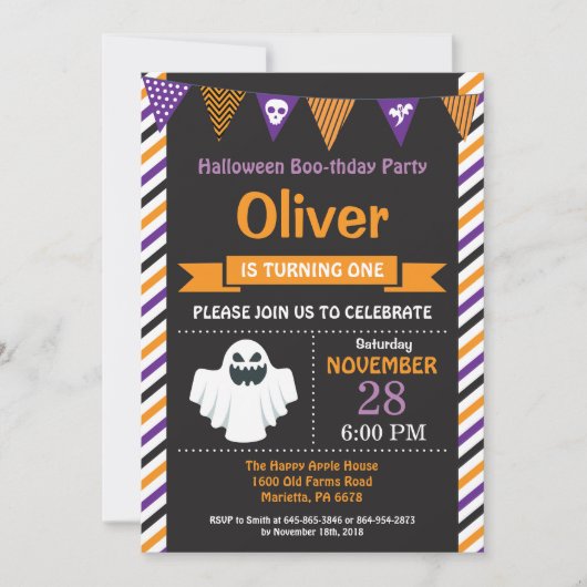 Halloween Birthday Party Invitation Kaart (Voorkant)