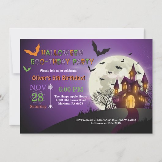 Halloween Birthday Party Invitation Kaart (Voorkant)