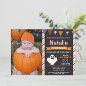Halloween Birthday Party Invitation Kaart (Staand voorkant)